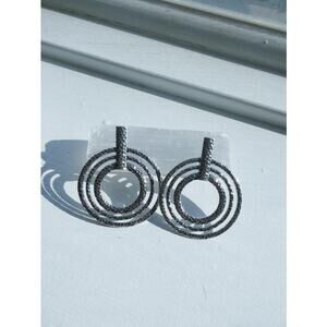 Large Silver Tone Disc Earrings